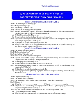Bộ 49 đề kiểm tra 1 tiết học kỳ 1 (vật lý 8)